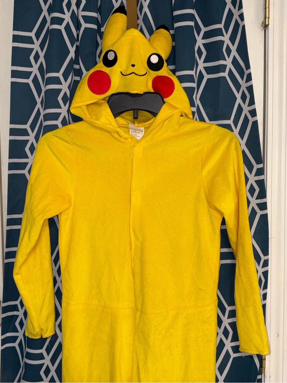 Pokemon Pikachu Kids Costume Hooded Jumpsuit Yellow Cosplay Size M 7/8